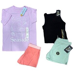 Cat & Jack art class Girls S 6-7 4 Piece Outfit Set Tank T-Shirt Shorts